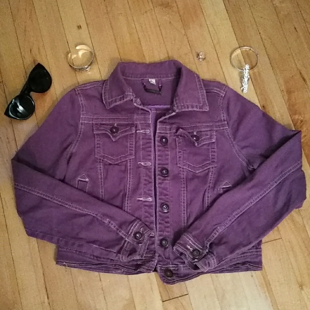 Jou Jou purple cute jean jacket size L.